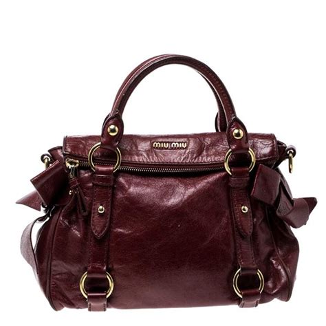 miu miu red vitello lux leather bow top handle bag